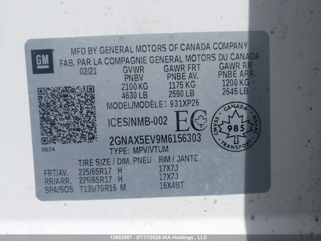 Chevrolet EQUINOX LS 2021 2GNAX5EV9M6156303 Image 9