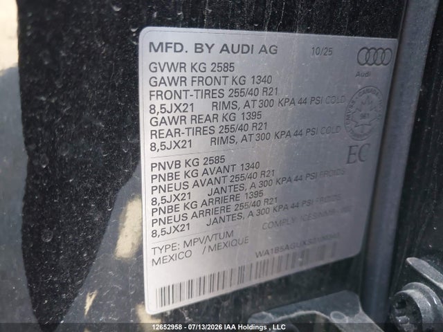 Aukcja sprzedaży 2025 Audi New Sq5 3.0t Progressiv, vin: WA1B5AGUXS2100343, numer aukcji: 12652958