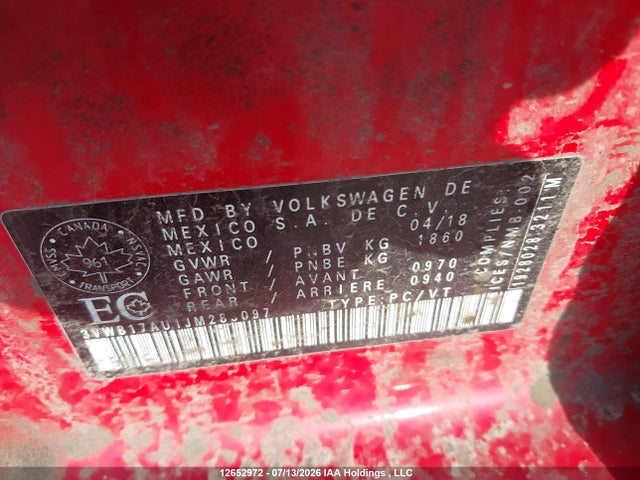 3VWB17AU1JM283097 Volkswagen GOLF S/SE
