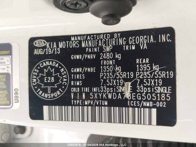 KIA SORENTO SX 2014 5XYKWDA73EG505185 Image 9