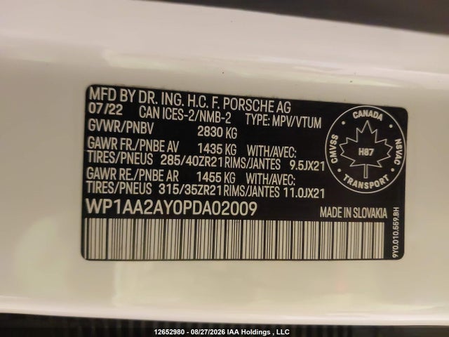 WP1AA2AY0PDA02009 Porsche Cayenne Platinum Edition