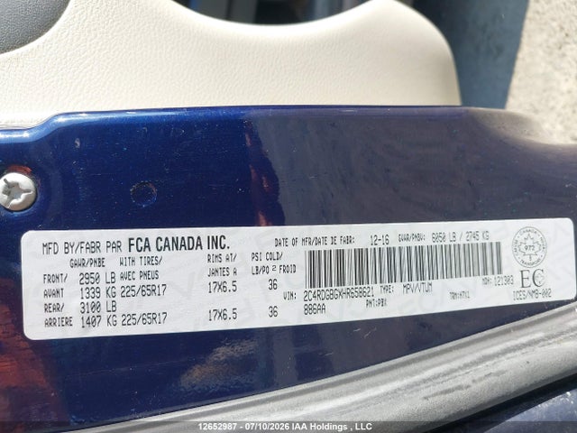 Продаж на аукціоні авто 2017 Dodge Grand Caravan Cvp/sxt, vin: 2C4RDGBGXHR658621, номер лоту: 12652987