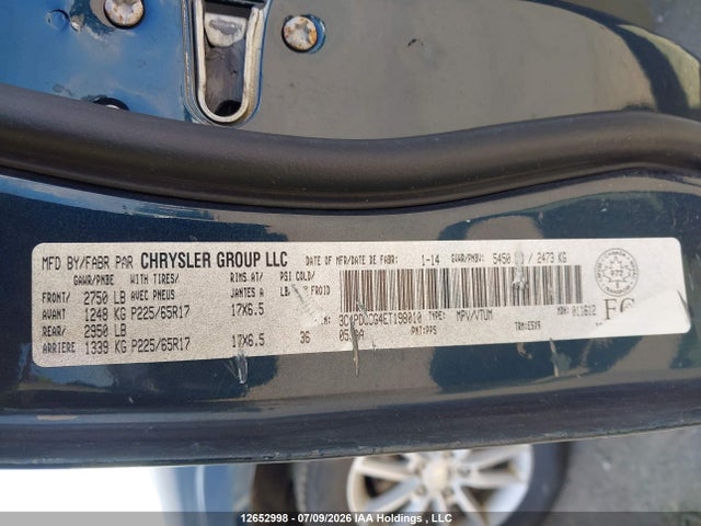 12652998 :رقم المزاد ، 3C4PDCCG4ET198010 vin ، 2014 Dodge Journey Sxt مزاد بيع