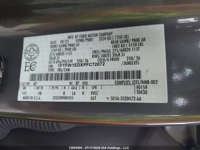 Ford F150 Supercrew 2023 1FTFW1EDXPFC72072 Image 9