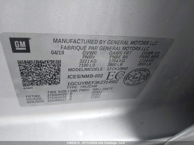Chevrolet Silverado K1500 Custom 2019 1GCUYBEF3KZ314582 Image 9