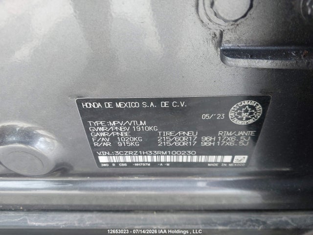 3CZRZ1H33RM100230 Honda Hr-v Lx-b