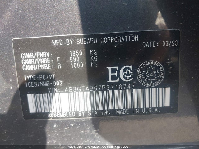 4S3GTAB67P3718747 Subaru Impreza Convenience With Eyesight 5-door