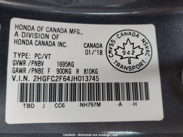 Honda CIVIC SE 2018 2HGFC2F64JH013745 Image 18