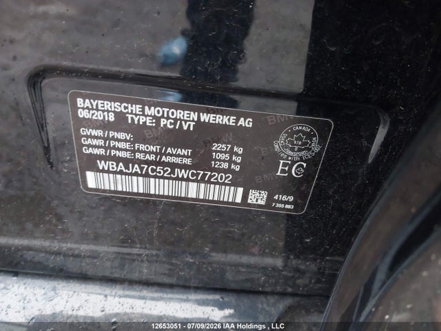 Продажа на аукционе авто 2018 Bmw 530 Xi, vin: WBAJA7C52JWC77202, номер лота: 12653051