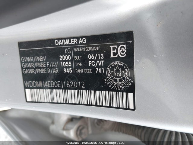 12653089 :رقم المزاد ، WDDMH4EB0EJ182012 vin ، 2014 Mercedes-benz B 250 Sports Tourer مزاد بيع