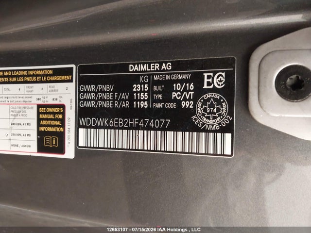 Aukcja sprzedaży 2017 Mercedes-benz C 43 Amg, vin: WDDWK6EB2HF474077, numer aukcji: 12653107