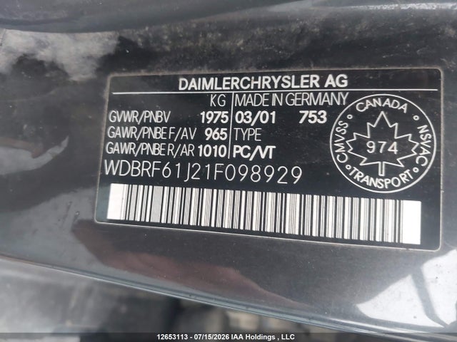 Продаж на аукціоні авто 2001 Mercedes-benz C 240, vin: WDBRF61J21F098929, номер лоту: 12653113