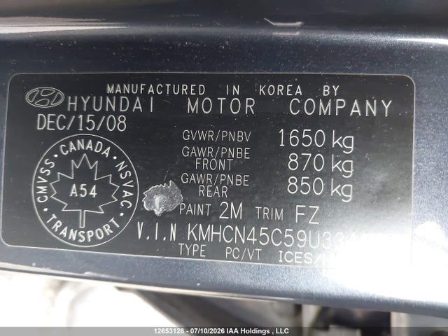 Продажа на аукционе авто 2009 Hyundai Accent 25th Anniversary/gl/gls/l, vin: KMHCN45C59U334177, номер лота: 12653128