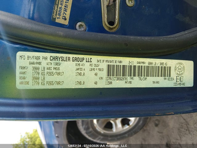 2011 Ram Ram 1500 St მანქანა იყიდება აუქციონზე, vin: 1D7RV1CT3BS620701, აუქციონის ნომერი: 12653134