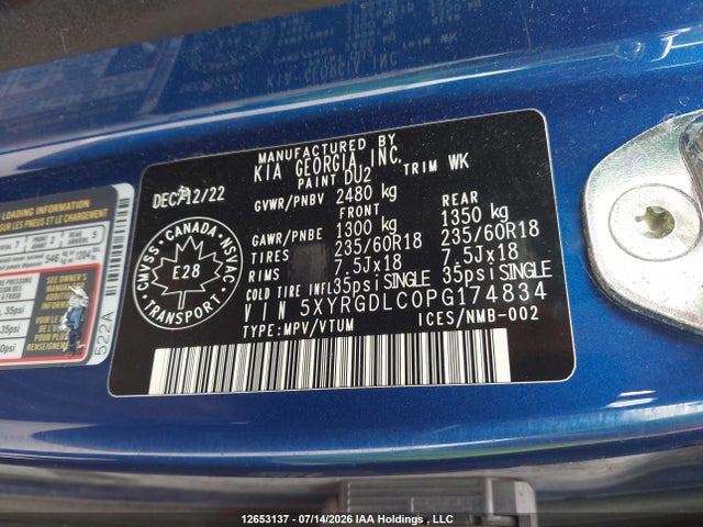Продажа на аукционе авто 2023 Kia Sorento 2.5l Lx Premium/2.5l Lx+, vin: 5XYRGDLC0PG174834, номер лота: 12653137