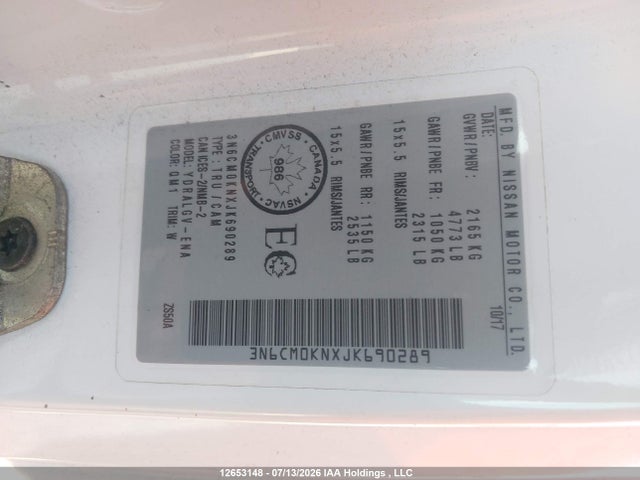 3N6CM0KNXJK690289 Nissan Nv200 2.5s/2.5sv