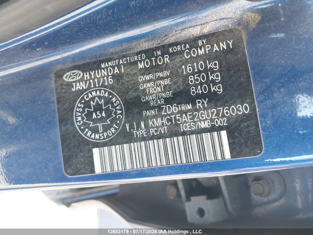 Hyundai ACCENT SE 2016 KMHCT5AE2GU276030 Image 9