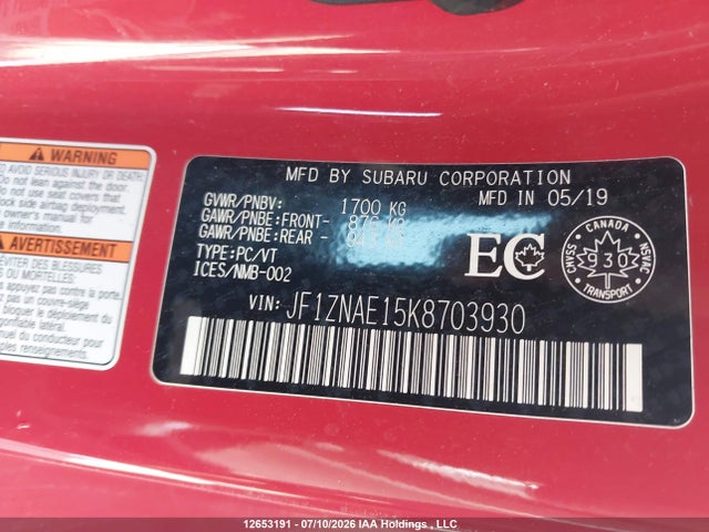 Aukcja sprzedaży 2019 Toyota 86 Gt/trd Se, vin: JF1ZNAE15K8703930, numer aukcji: 12653191