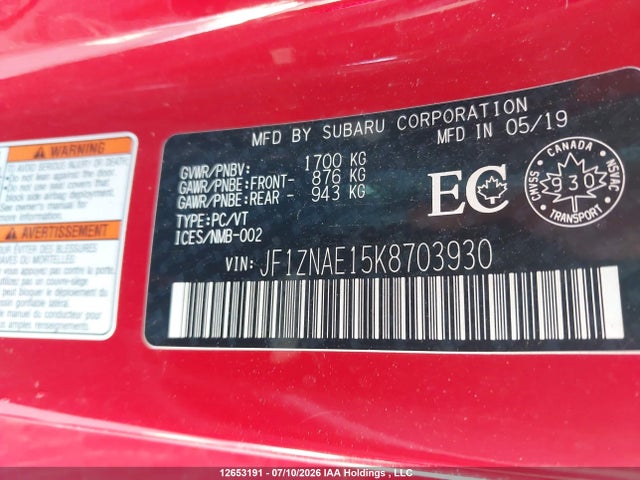 Aukcja sprzedaży 2019 Toyota 86 Gt/trd Se, vin: JF1ZNAE15K8703930, numer aukcji: 12653191
