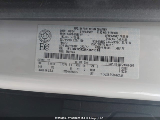 Ford Transit-250 Cargo 2024 1FTBR1C8XRKB23618 Image 9