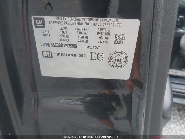 2013 Chevrolet Impala Lt მანქანა იყიდება აუქციონზე, vin: 2G1WB5E39D1205209, აუქციონის ნომერი: 12653236