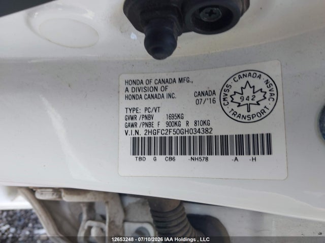 Aukcja sprzedaży 2016 Honda Civic Lx, vin: 2HGFC2F50GH034382, numer aukcji: 12653248