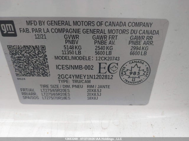 2GC4YMEY1N1202812 Chevrolet Silverado K2500 Custom