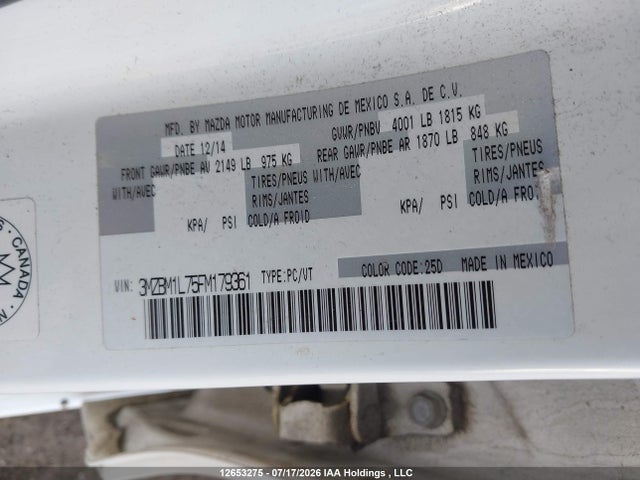 Mazda Mazda3 Gs 2015 3MZBM1L75FM179361 Image 9