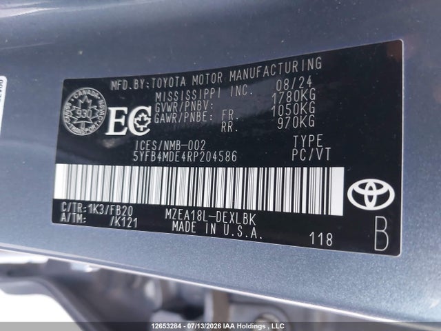 5YFB4MDE4RP204586 Toyota COROLLA LE