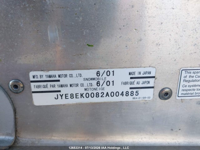 Продажа на аукционе авто 2002 Yamaha , vin: JYE8EK0082A004885, номер лота: 12653314