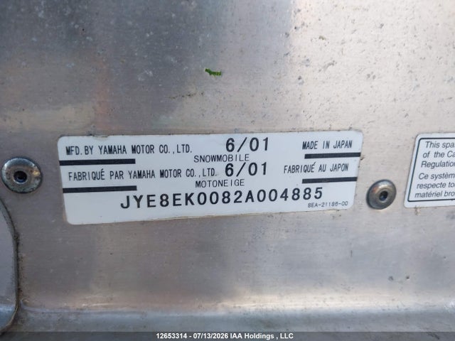 Продажа на аукционе авто 2002 Yamaha , vin: JYE8EK0082A004885, номер лота: 12653314