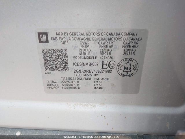 Chevrolet EQUINOX LS 2018 2GNAXREV4J6324982 Image 9