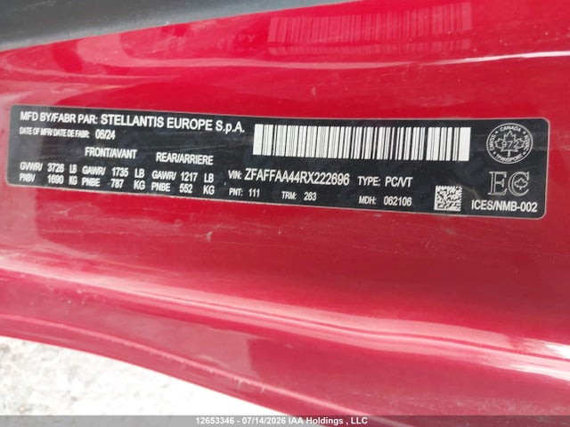 Fiat 500 E Red 2024 ZFAFFAA44RX222696 Image 9