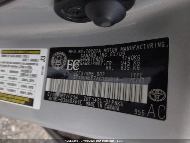 Продаж на аукціоні авто 2010 Toyota Corolla Le, vin: 2T1BU4EE7AC198818, номер лоту: 12653349