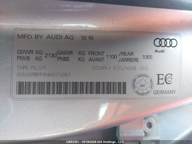 Продажа на аукционе авто 2017 Audi A3 E-tron 1.4t Technik, vin: WAUSPBFFXHA071057, номер лота: 12653351