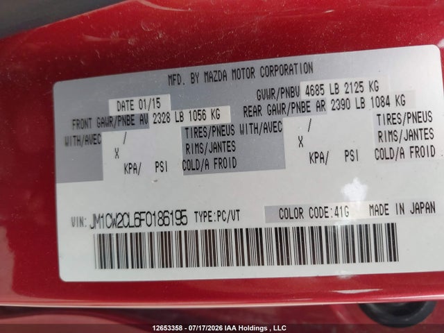 Mazda 5 2015 JM1CW2CL6F0186195 Image 9