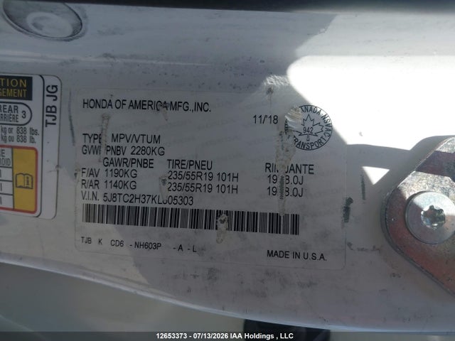 Acura Rdx Tech 2019 5J8TC2H37KL805303 Image 9