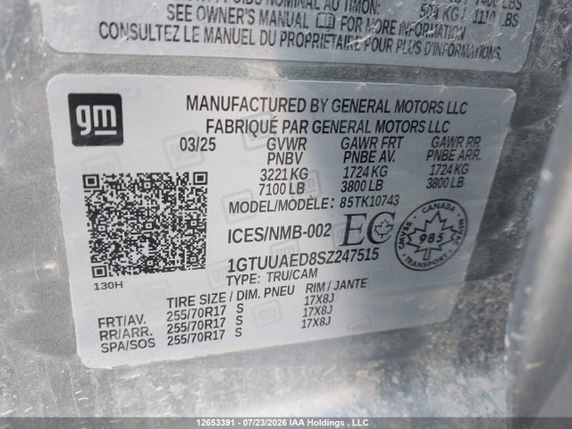 Auction sale of the 2025 Gmc Sierra 1500 , Standard Bed, Pro, 4wd, vin: 1GTUUAED8SZ247515, lot number: 12653391