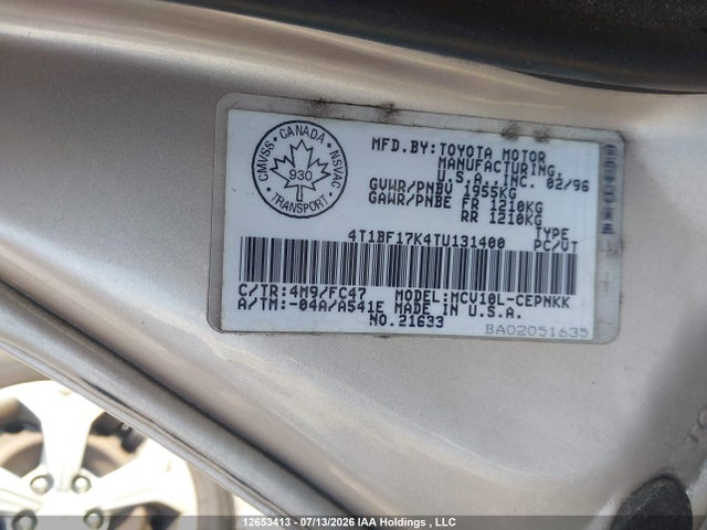 Продажа на аукционе авто 1996 Toyota Camry Le, vin: 4T1BF17K4TU131400, номер лота: 12653413