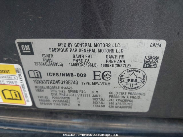 GMC Acadia Denali 2015 1GKKVTKD4FJ185740 Image 9