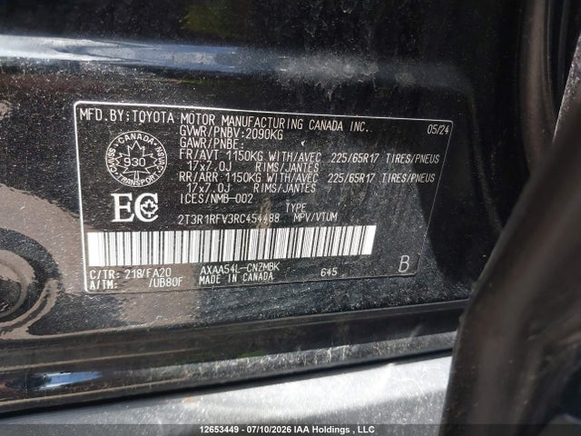 Aukcja sprzedaży 2024 Toyota Rav4, vin: 2T3R1RFV3RC454488, numer aukcji: 12653449