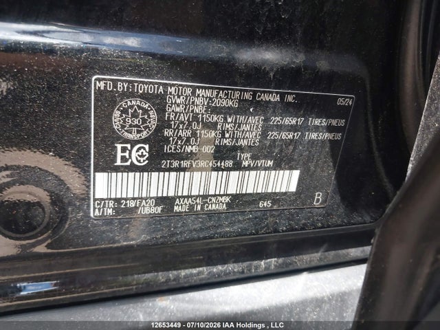 Aukcja sprzedaży 2024 Toyota Rav4, vin: 2T3R1RFV3RC454488, numer aukcji: 12653449