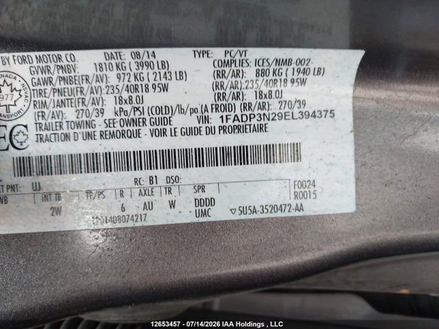 Продаж на аукціоні авто 2014 Ford Focus, vin: 1FADP3N29EL394375, номер лоту: 12653457