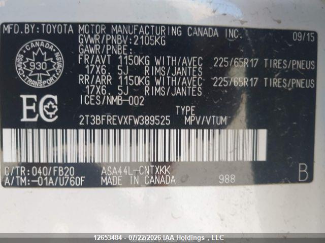 Toyota RAV4 LE 2015 2T3BFREVXFW389525 Image 10