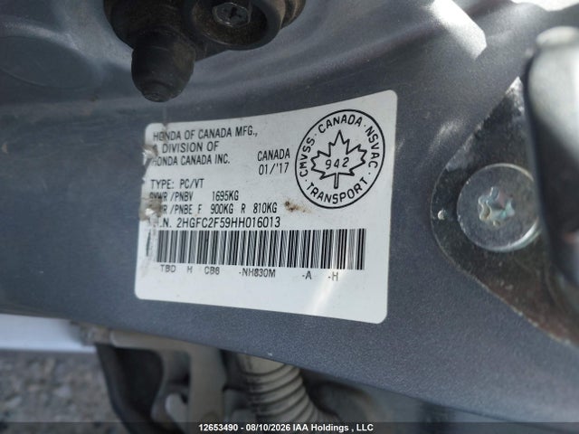 Honda Civic Lx 2017 2HGFC2F59HH016013 Image 9