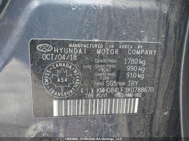 Aukcja sprzedaży 2019 Hyundai Elantra Preferred, vin: KMHD84LF3KU788670, numer aukcji: 12653508