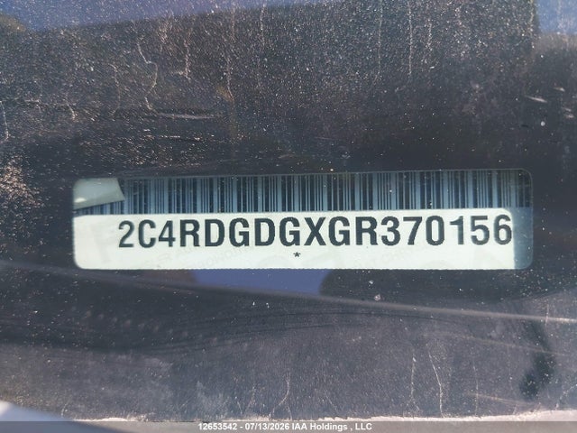 12653542 :رقم المزاد ، 2C4RDGDGXGR370156 vin ، 2016 Dodge Grand Caravan Crew مزاد بيع