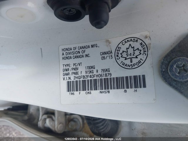 Honda Civic Lx 2015 2HGFB2F40FH061879 Image 9