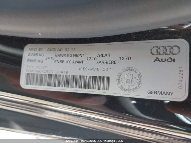 Auction sale of the 2012 Audi A7 Prestige, vin: WAU3GCFC4CN128418, lot number: 12653544