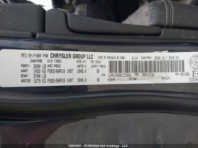 12653551 :رقم المزاد ، 1C4RJFBG8EC559061 vin ، 2014 Jeep Grand Cherokee Limited مزاد بيع